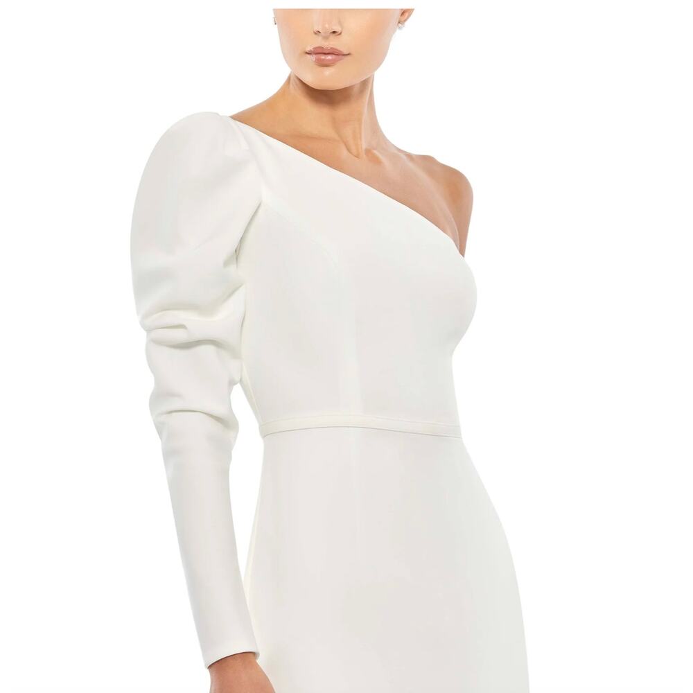 NWT Leena Mac Duggal Asymmetric One Shoulder Wedding Dress Gown Bridal 4 White - Picture 6 of 12